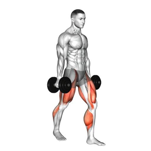 Farmer's walk illustration showing a lifter carrying heavy implements with engaged traps, core, and grip